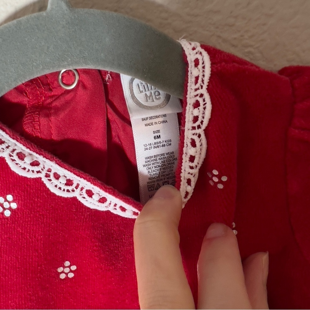 Little Me Red Velour Dress - Picture 3 of 4